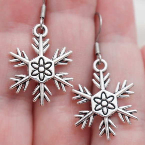 Snowflake Charm Earrings - Picture 5 of 7